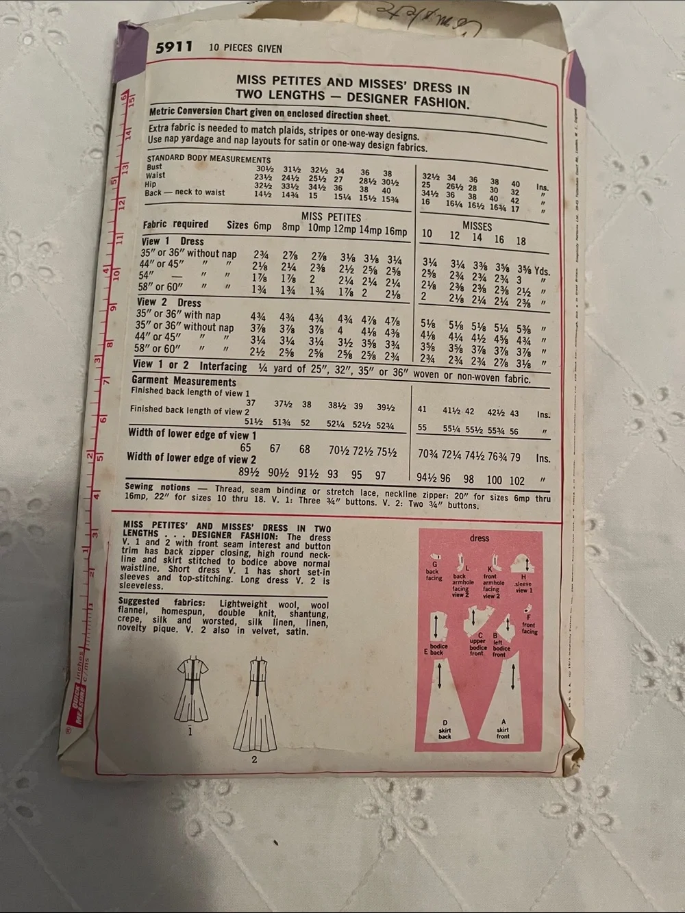 3 Vintage Simplicity Sewing Pattern Rare 7802-7814-5911 UsedComplete Instruction